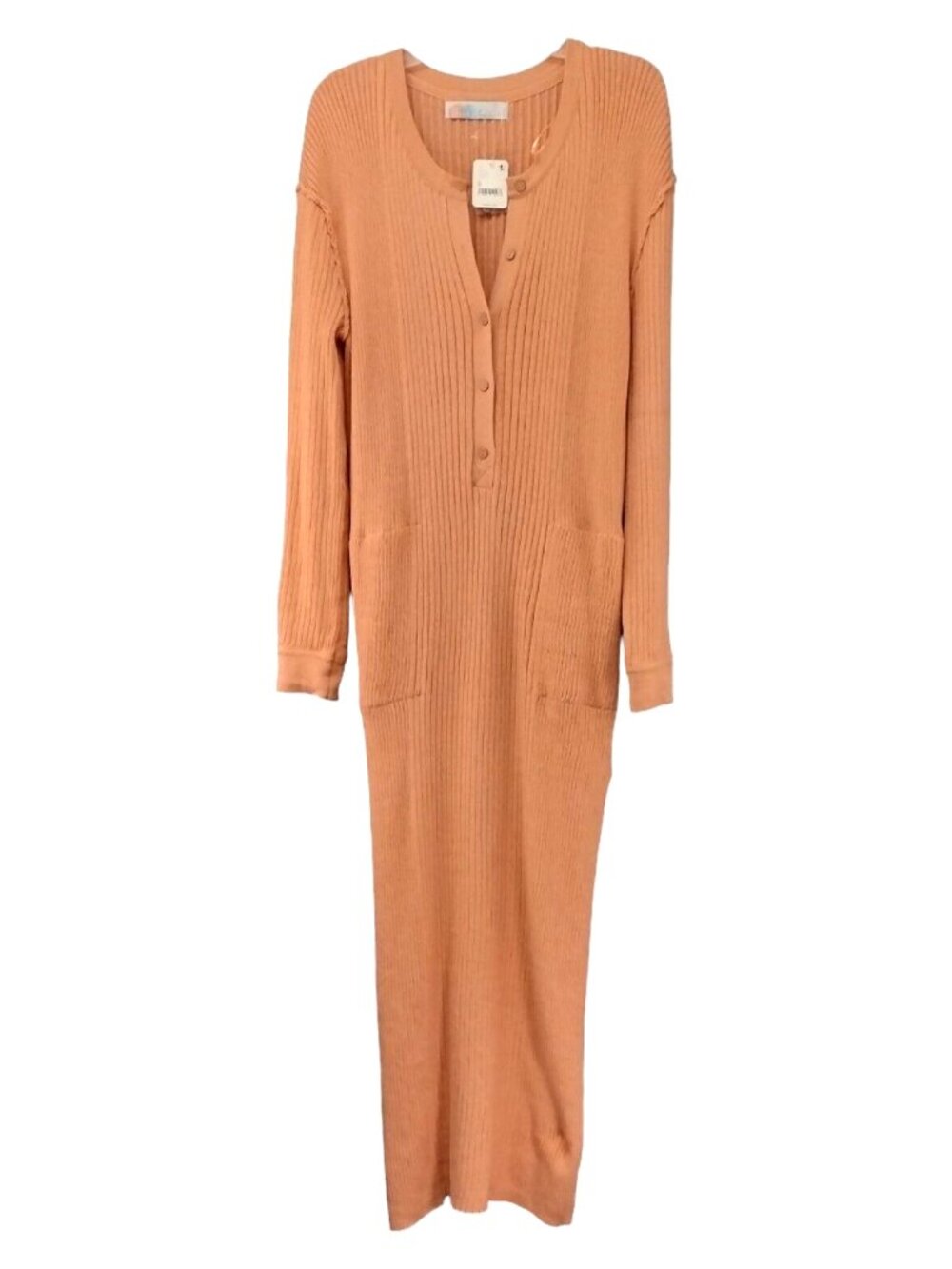 Free People Beach Free Fall Sweater Maxi Dress Peach Size S Rib Knit New Flaw